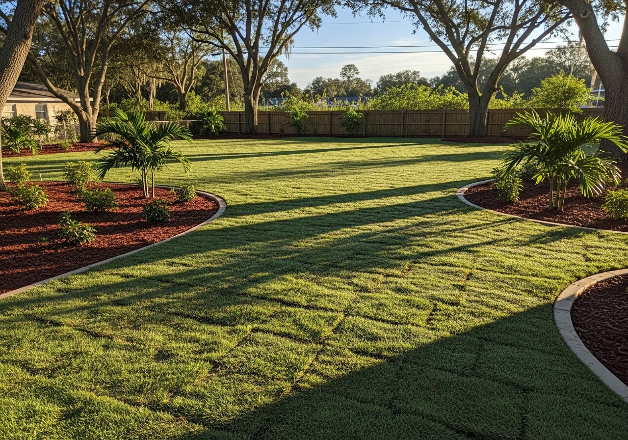 Cleared backyard after pool removal with new landscaping and grading in Melbourne