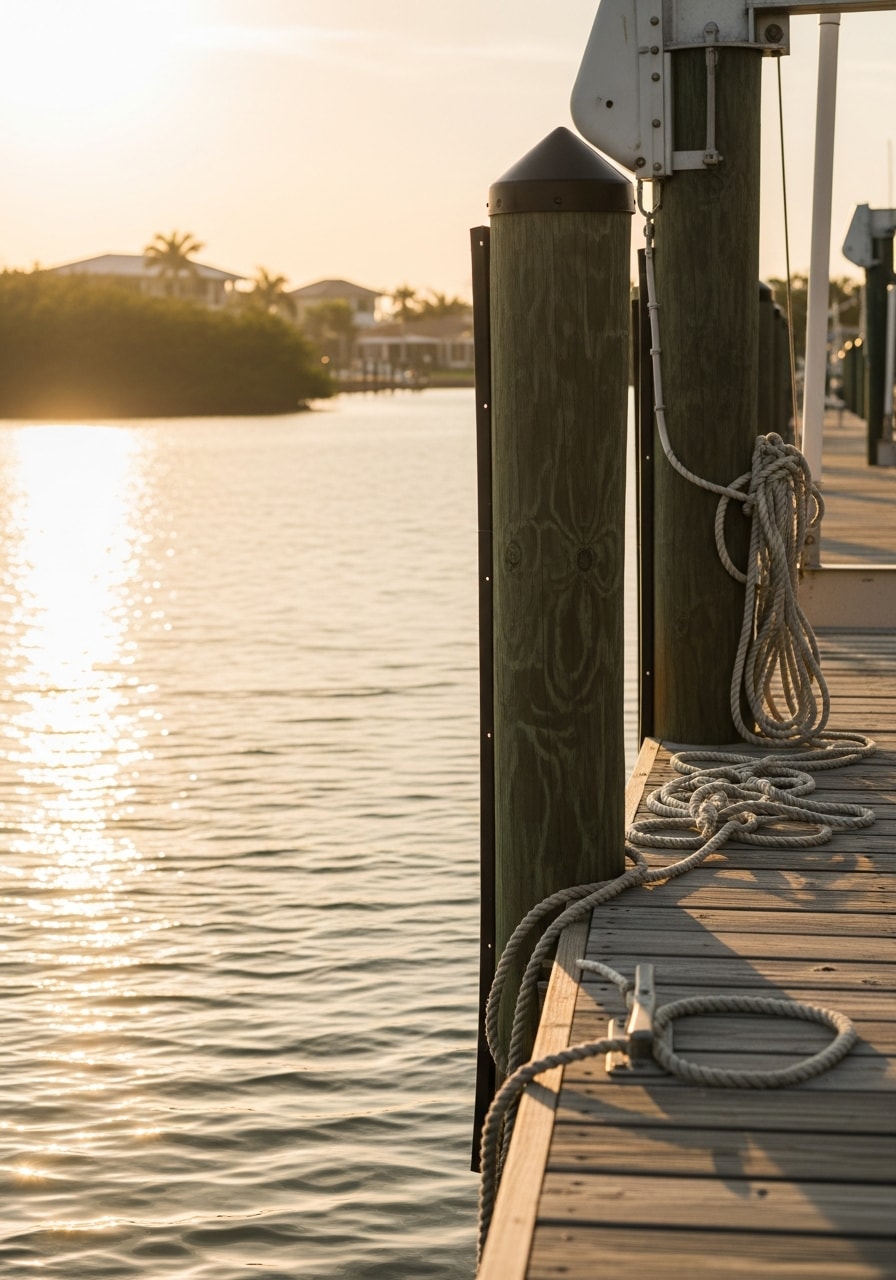 New Smyrna Beach waterfront property with dock access and residential home overlooking the Intracoastal Waterway.
